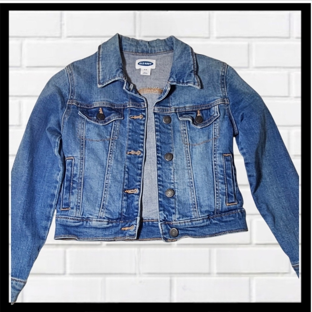 OLD NAVY KIDS M(8) Denim Girls Trucker Button-Front Jean Jacket